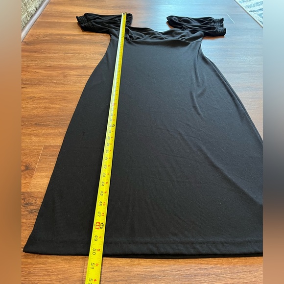 FREE PEOPLE BEACH Bel Air Ribbed Midi Dress Puff Sleeve Black Women's Size XL - Picture 15 of 15